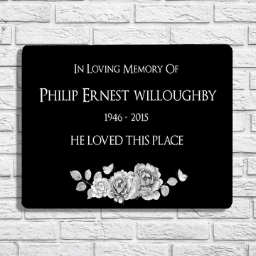 Memorial Plaque 03- Stove Enamel Exterior Plaques - 7" X 5" - Uk House signs - Office signs - memorial plaque